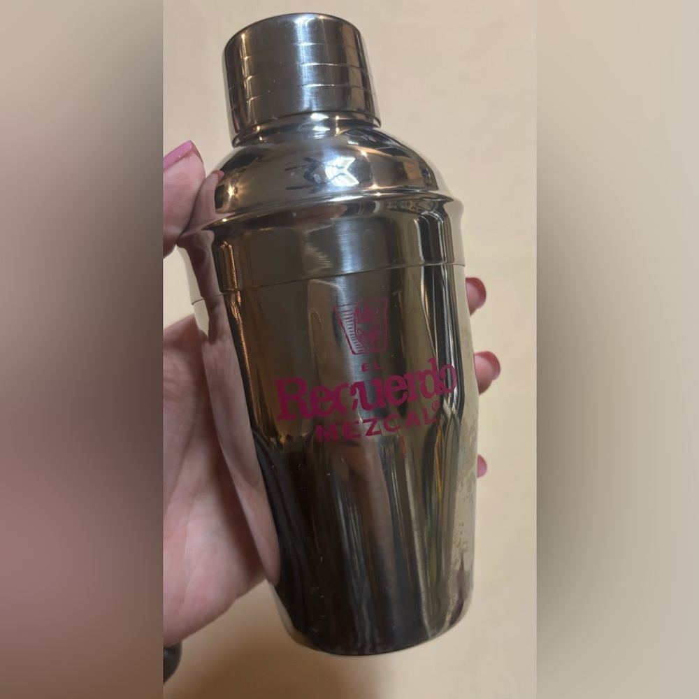 El Recuerdo Mezcal‎ Metal Cocktail Shaker Stainless Steel w/ Recipe 6” Tall